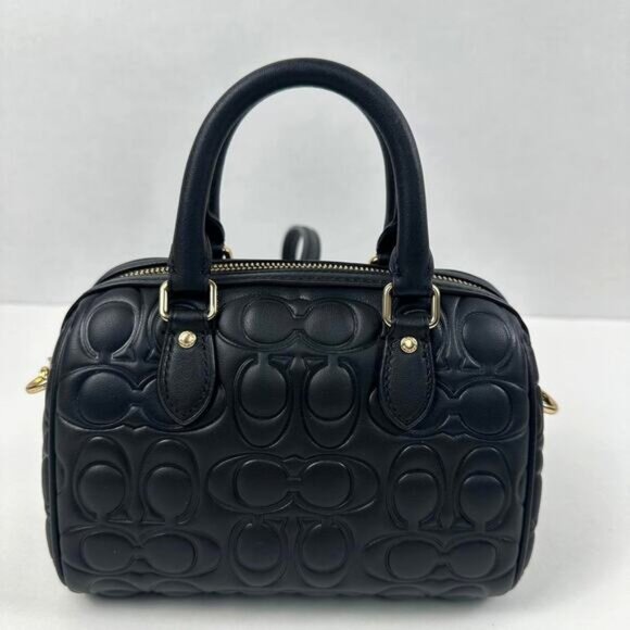 Coach Mini Rowan Crossbody Bag In Signature Leather IN Black - Picture 2 of 13